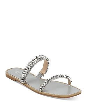 Badgley Mischka Women's Thina Rhinestone Strap Flat Sandals