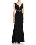 Js Collections Embellished Illusion Back Jersey Dress