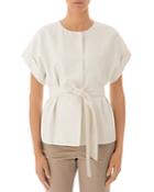 Peserico Textured Belted Snap-front Top