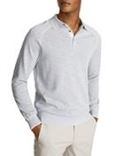 Reiss Max Melange Regular Fit Long Sleeve Polo Shirt