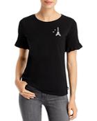 Karl Lagefeld Paris Smocked Sleeve Tee