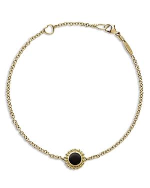 Lagos 18k Yellow Gold Covet Onyx Single Stone Chain Bracelet