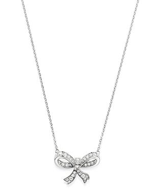 Bloomingdale's Diamond Bow Pendant Necklace In 14k White Gold, 0.30 Ct. T.w. - 100% Exclusive