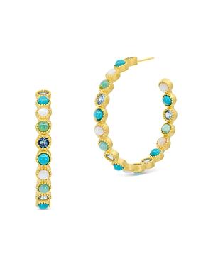 Freida Rothman Shades Of Hope Stone Medium Hoop Earrings