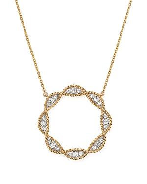 Diamond Beaded Open Circle Pendant Necklace In 14k Yellow Gold, .50 Ct. T.w. - 100% Exclusive