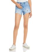 Blanknyc Star Embroidered Denim Shorts In Born In The Usa