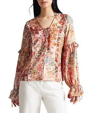 Ted Baker Marrlaa Floral Print Ruffled Blouse