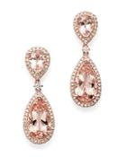 Bloomingdale's Pear-shaped Morganite & Diamond Drop Earrings In 14k Rose Gold - 100% Exclusive