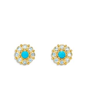 Temple St. Clair 18k Yellow Gold Stella Turquoise & Blue Moonstone Stud Earrings