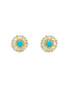 Temple St. Clair 18k Yellow Gold Stella Turquoise & Blue Moonstone Stud Earrings