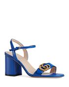 Gucci Women's Marmont Leather Mid Heel Sandals
