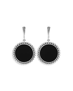 Lagos Sterling Silver Caviar Drop Earrings With Onyx