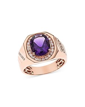 Bloomingdale's Men's Amethyst & Diamond Ring In 14k Rose Gold - 100% Exclusive