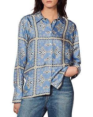 Sandro Carlota Printed Silk Blouse