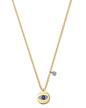 Meira T 14k White Gold & 14k Yellow Gold Blue Sapphire & Diamond Evil Eye Pendant Necklace, 16-18