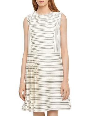 Paule Ka Striped Side Pleat Mini Dress