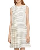 Paule Ka Striped Side Pleat Mini Dress