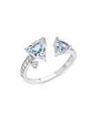 Hueb 18k White Gold Mirage Aquamarine & Diamond Cuff Ring