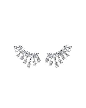 Hueb 18k White Gold Luminus Diamond Curved Stud Earrings