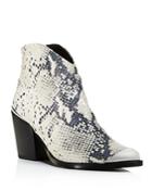 Aqua Women's Pose Pointed-toe Snake Skin-embossed Leather Mid-heel Booties - 100% Exclusive