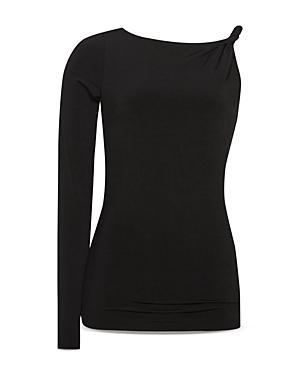 Reiss Amina One Sleeve Twist Shoulder Knit Top