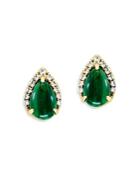 Bloomingdale's Malachite Pear Cut & Diamond Halo Stud Earrings In 14k Yellow Gold - 100% Exclusive