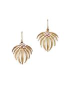 Annette Ferdinandsen Design 14k Gold Curled Fan Palm Earring With Pearl Accents