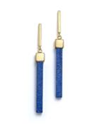 Mateo 14k Yellow Gold Bar Earrings With Lapis