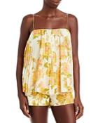Rebecca Taylor Pleated Floral Print Tank