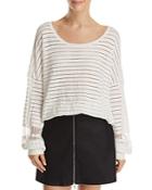 French Connection Astra Mesh-inset Striped Sweater