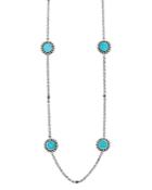 Lagos Sterling Silver Maya Turquoise Station Necklace, 34