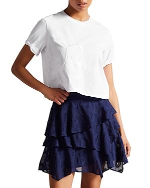 Ted Baker Carmyn Roll Sleeve Satin Stitch Magnolia Cotton Tee