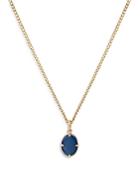 Miansai Portal Blue Oval Necklace In 14k Gold Plated Sterling Silver, 21