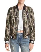 Aqua Sequined Camo Bomber Jacket - 100% Exclusive