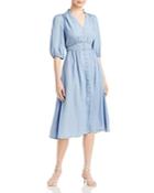 Karl Lagerfeld Paris Denim Button Front Midi Dress