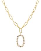 Aqua Chain & Pave Oval Pendant Necklace, 24 - 100% Exclusive