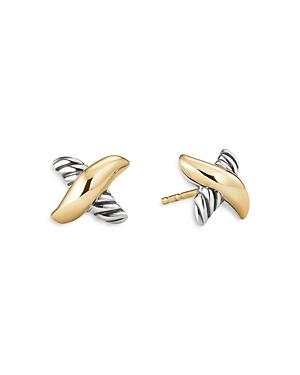 David Yurman Sterling Silver & 18k Yellow Gold Petite X Stud Earrings