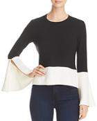 Red Haute Bell Sleeve Color Block Top