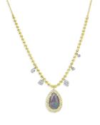 Meira T 14k White & Yellow Gold Opal Pear & Diamond Pendant Necklace, 18