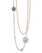 Pasquale Bruni 18k Rose Gold Chalcedony Floral Charm Necklace, 39.5