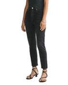 Agolde Riley High-rise Ankle Straight Jeans In Black Pepper