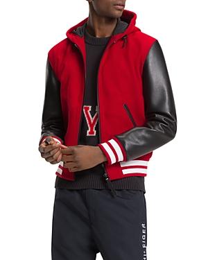Tommy Hilfiger Mixed-media Hooded Varsity Jacket