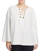 Vince Camuto Plus Bell Sleeve Lace-up Blouse