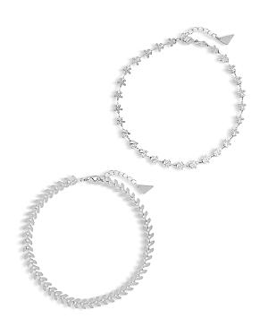 Sterling Forever Floral Ankle Bracelet, Set Of 2