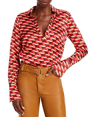 Nicholas Page Silk V-neck Long Sleeve Top