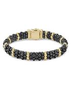 Lagos Gold & Black Caviar Collection 18k Gold & Ceramic Beaded Ten Station Bracelet