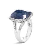 John Hardy Sterling Silver Classic Chain Magic Cut Sapphire Ring With Diamonds
