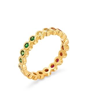 Temple St. Clair 18k Yellow Gold Classic Multi Gemstone Bezel Eternity Band