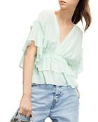 The Kooples Mint Frilled Top