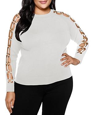 Belldini Plus Embellished Cutout Sleeve Sweater